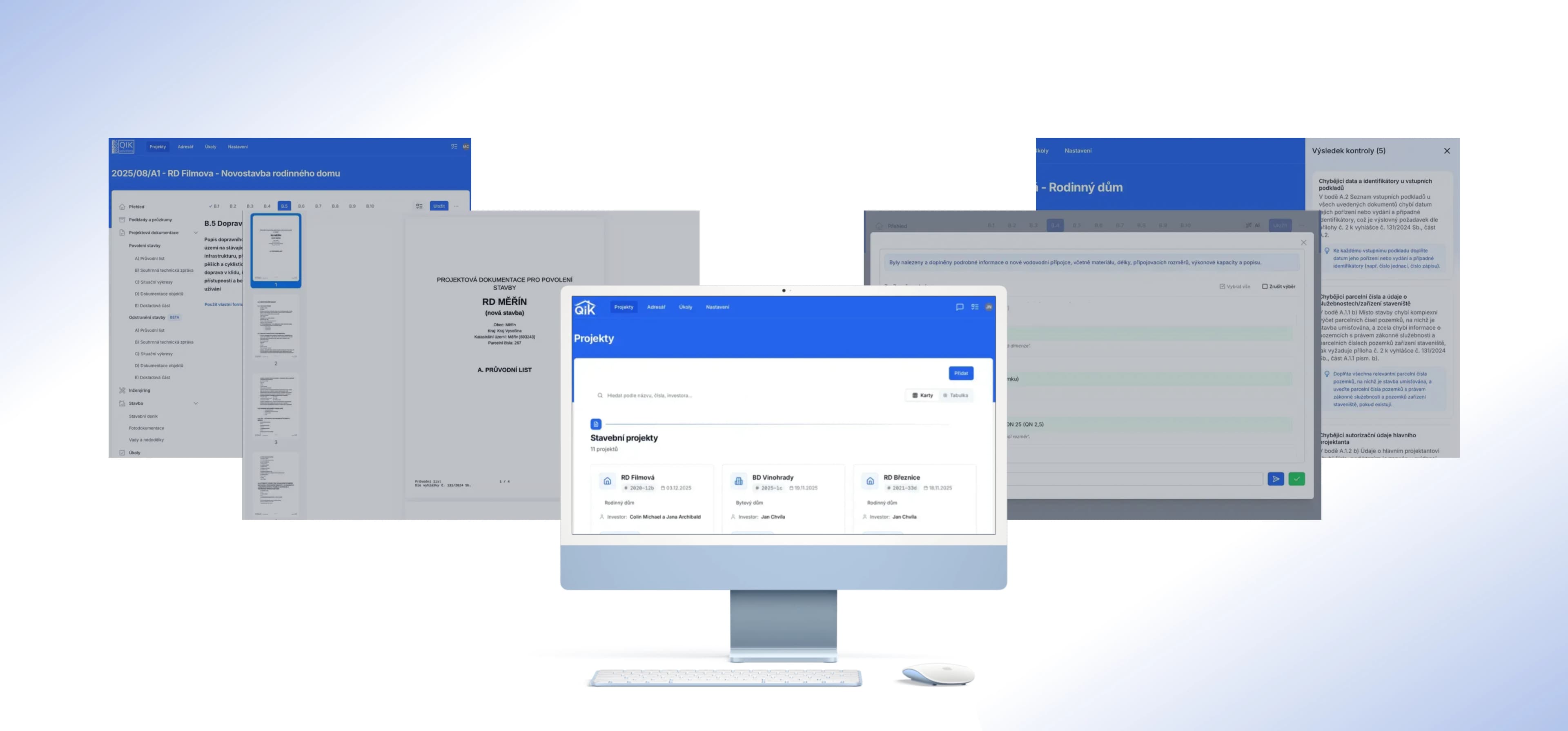 Aplikace QIK na monitoru a náhledy aplikace