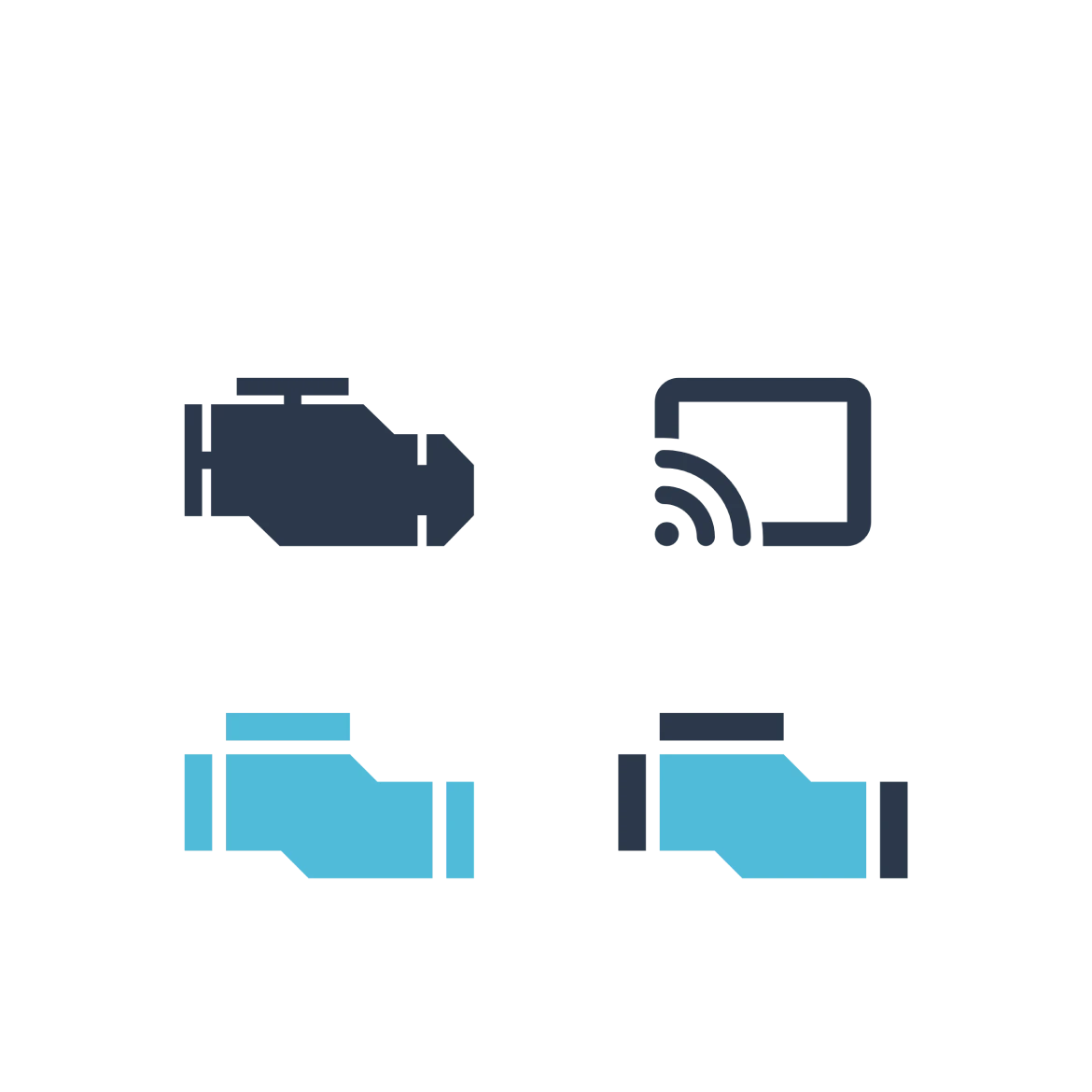 Návrh loga značky ViVeM skládající se z části motoru a vzdálené plochy
