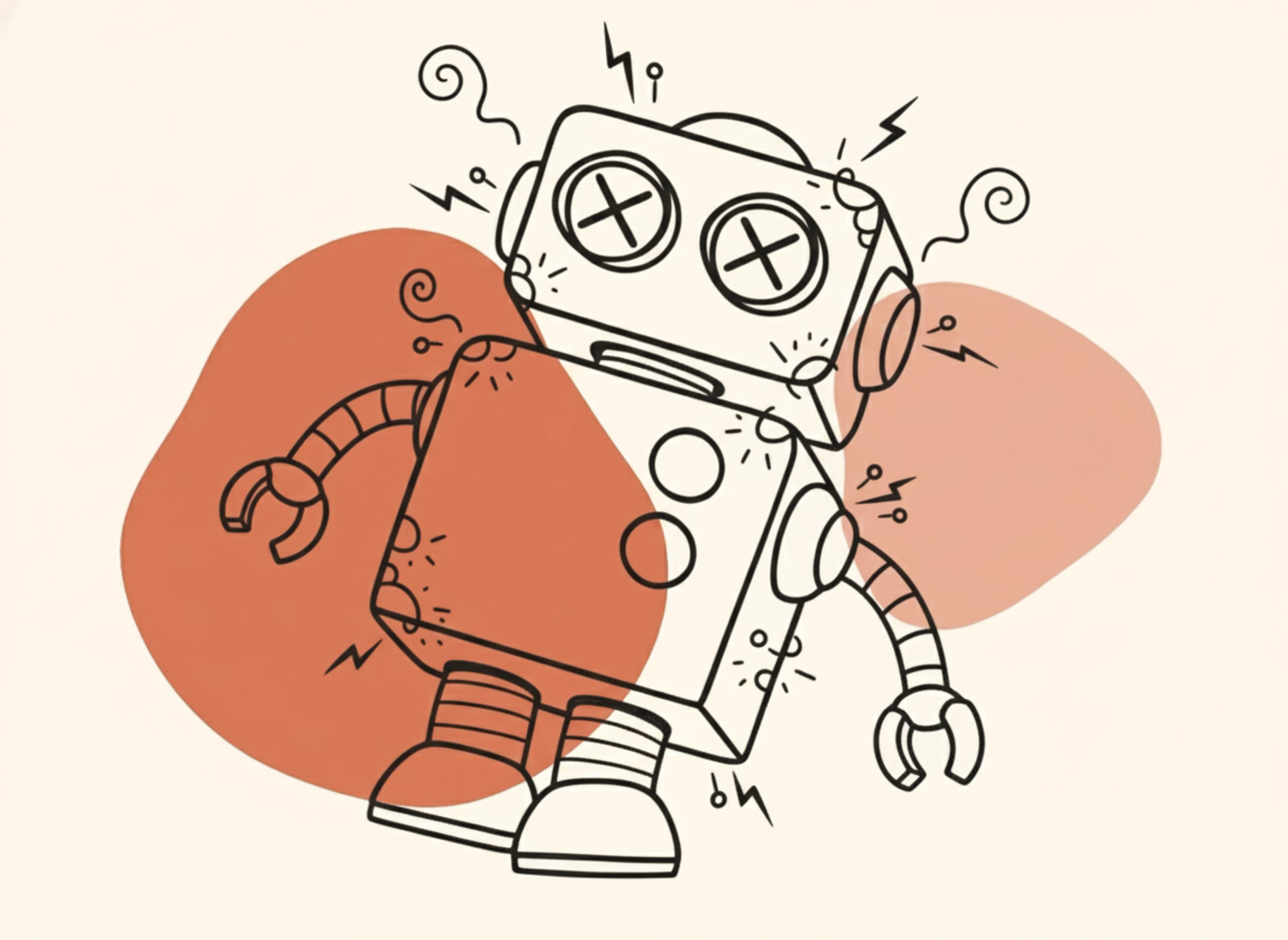 Grafika znázorňující robota (AI), který má zkrat